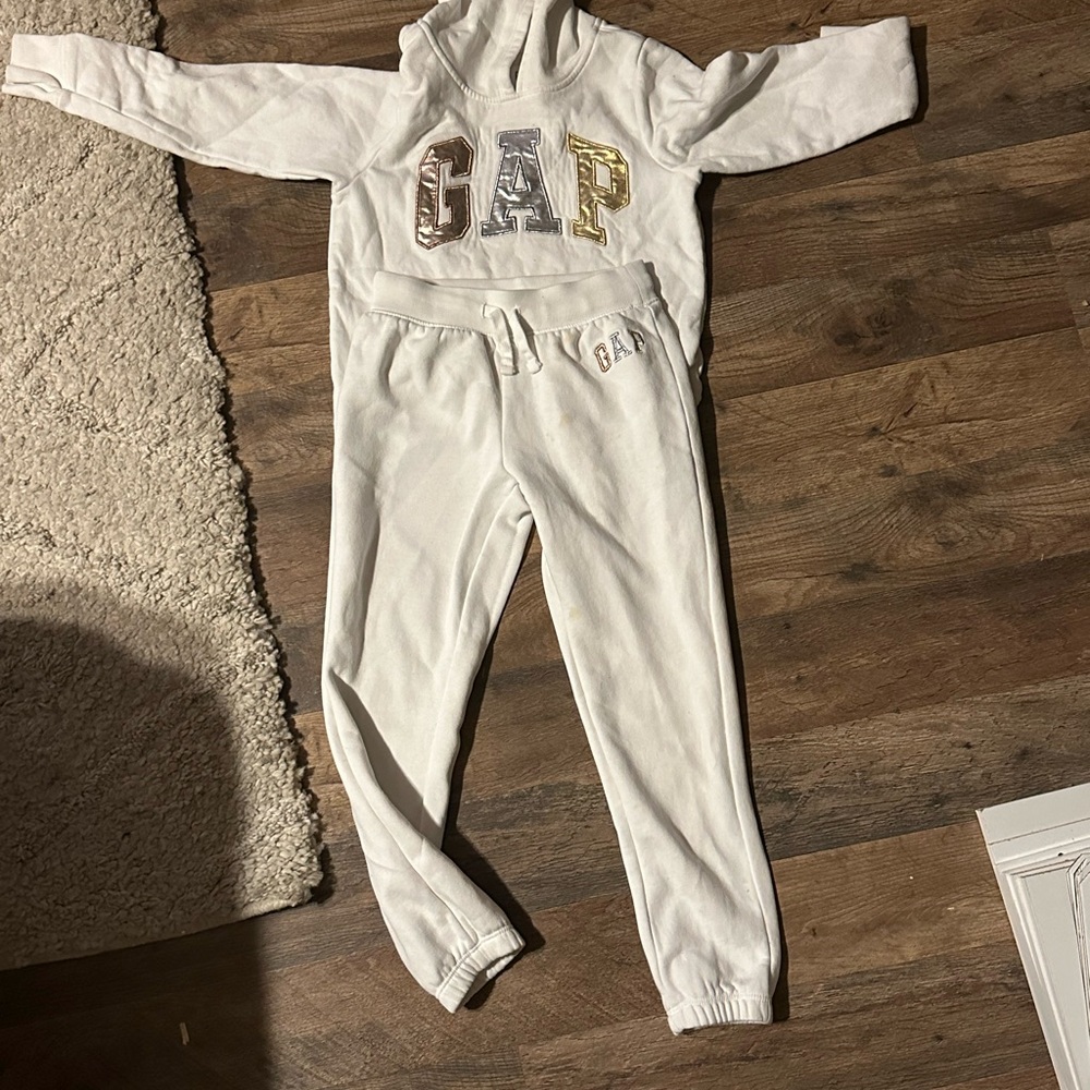 GAP Kids White Sweatpants & Hoodie Set